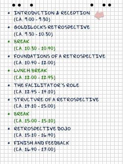 Retrospective Training - Agenda